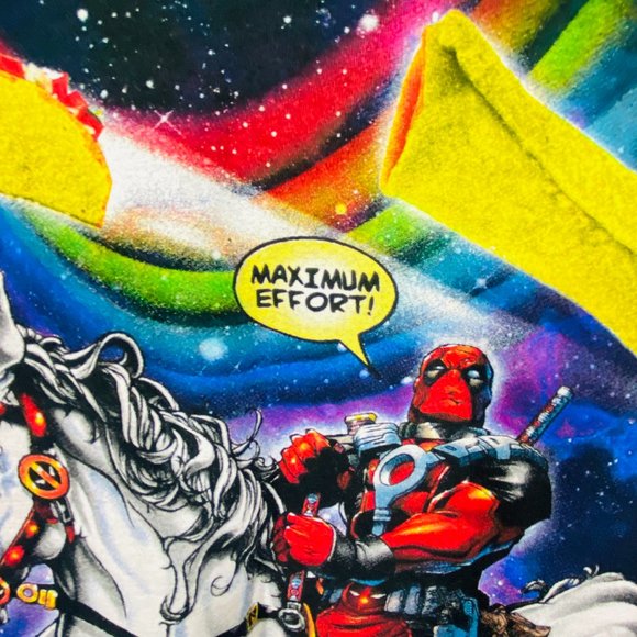 Marvel Deadpool Maximum Effort T-Shirt - Burritos, Tacos, Unicorn - Picture 3 of 5